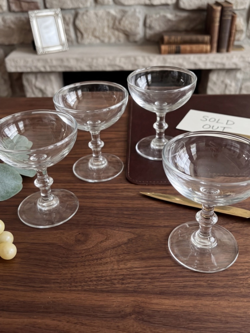 Vintage Clear Coupe Glasses – Set of 4 | Cocktail, Champagne, Barware